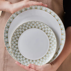 Karaca Forever Emerald - 53-Delig Servies – 12 Persoons – New Bone Serviesset – Dinerborden Soepborden Dessertborden