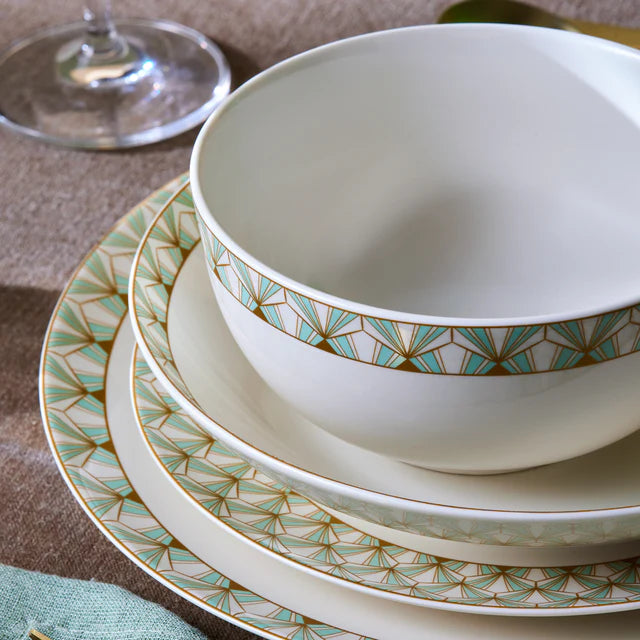 Karaca Forever Emerald - 53-Delig Servies – 12 Persoons – New Bone Serviesset – Dinerborden Soepborden Dessertborden