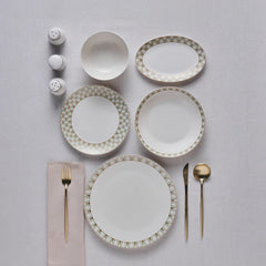 Karaca Forever Emerald - 53-Delig Servies – 12 Persoons – New Bone Serviesset – Dinerborden Soepborden Dessertborden