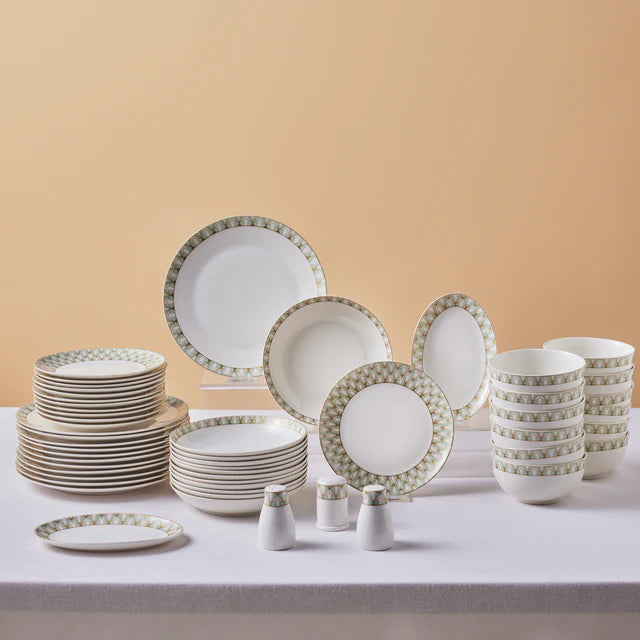 Karaca Forever Emerald - 53-Delig Servies – 12 Persoons – New Bone Serviesset – Dinerborden Soepborden Dessertborden