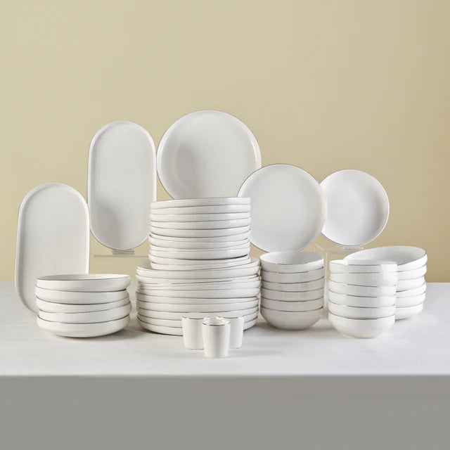 Karaca Stream Saturn - 53-Delige Serviesset voor 12 Personen – Platin – New Bone