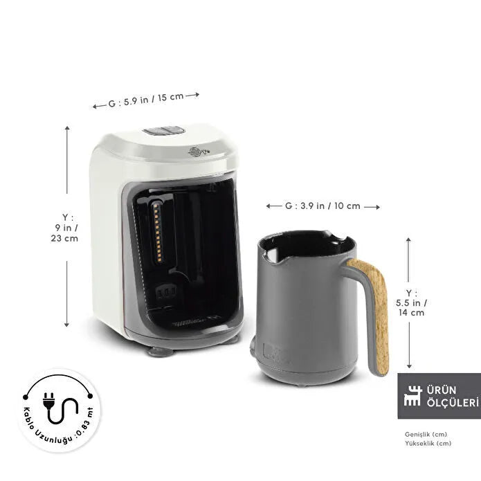 Karaca Hatır Hups - Melkopschuimende Turkse Koffiemachine – Wood Craft – 5 Kopjes – 535W