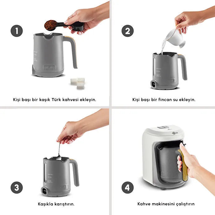 Karaca Hatır Hups - Melkopschuimende Turkse Koffiemachine – Wood Craft – 5 Kopjes – 535W