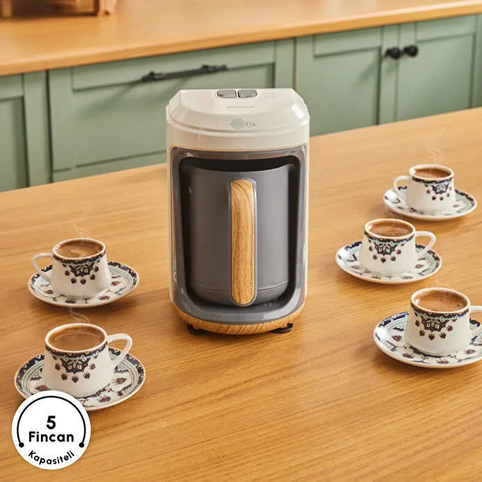 Karaca Hatır Hups - Melkopschuimende Turkse Koffiemachine – Wood Craft – 5 Kopjes – 535W