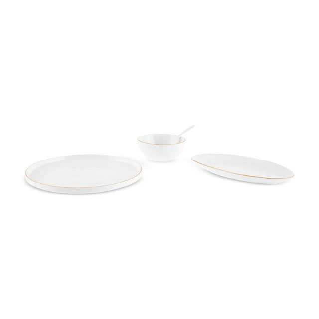 Karaca Forever Fika - New Bone Ontbijtset 22-delig - 6 Personen - Goud - Borden. Kommen en Schalen