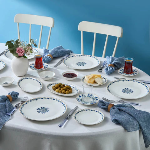 Karaca İznik - New Bone Ontbijtset/Serveerset 26-delig - 6 Personen - Multicolor - Theekopjes. Schalen en Borden