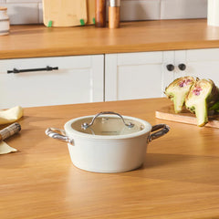Karaca Swiss Crystal - Kookpot met Deksel – 18 cm – Almond Cream – Inductie Geschikt - RVS Handgreep