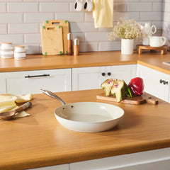 Karaca Swiss Crystal Koekenpan – 30 cm – Almond Cream – Inductie Geschikt – RVS Handgreep
