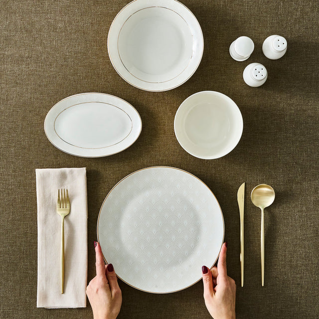 Karaca Elegance Bone Mandarin - 53-Delige Serviesset voor 12 Personen – Goud - Moderne Dinerset
