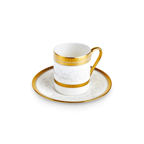 Karaca Charlotte - Koffiekopjesset 12-delig - 6 Personen - 90 ml - New Bone - Espresso & Turkse Koffie