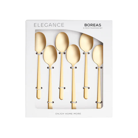 Karaca Boreas - Theelepel Goud – 6 Delig – 304 RVS – Luxe Gouden Theelepels – Cadeauset
