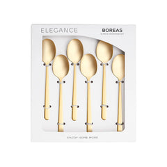 Karaca Boreas - Theelepel Goud – 6 Delig – 304 RVS – Luxe Gouden Theelepels – Cadeauset