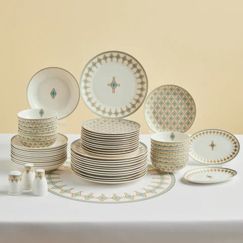 Karaca Forever Dorothy - 53-Delig Servies – 12 Persoons – New Bone Serviesset – Dinerborden Kommen Dessertborden