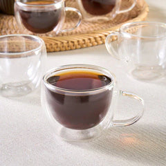 Karaca Olivia 6-delige Dubbelwandige Espresso- en Turkse Koffiekopjesset – 80 ml – Transparant
