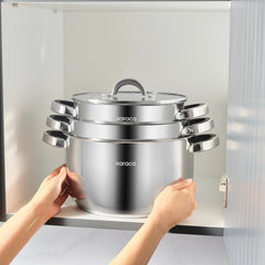 Karaca Magnus - XLarge Pannenset 6-delig – 18/10 RVS – 5.5L. 6.7L & 9.5L – Inductie Geschikt – Roestvrij Staal