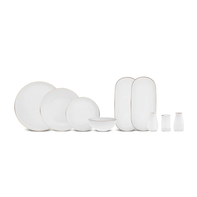 Karaca Stream Favaro - New Bone Serviesset 53-delig - Goud - Servies voor 12 Personen