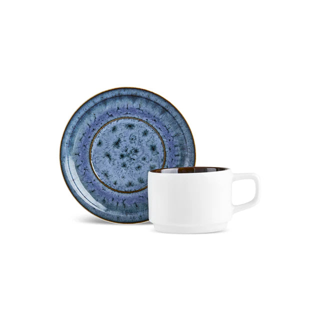 Karaca Sotra 12-delige Theekop en Schotel Set voor 6 Personen – 225 ml – Reactive Glaze – Keramiek – Multicolor – Vaatwasserbestendig