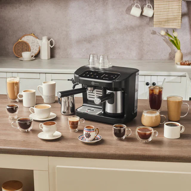 Karaca Hatir Perfetto - Espresso- en Turkse Koffiemachine INOX – 20 Bar – 1900W – Melkopschuimer – 1.8L Waterreservoir