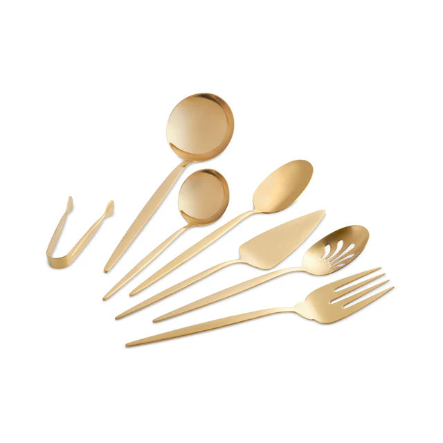 Karaca Lizbon 7-delige Serveerset in Doos – Goud – 18/10 RVS – Luxe Serviesbestek Set
