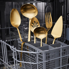 Karaca Tivoli 7-delige Serveerset in Doos – Goud – 18/10 RVS – Luxe Serveerservies