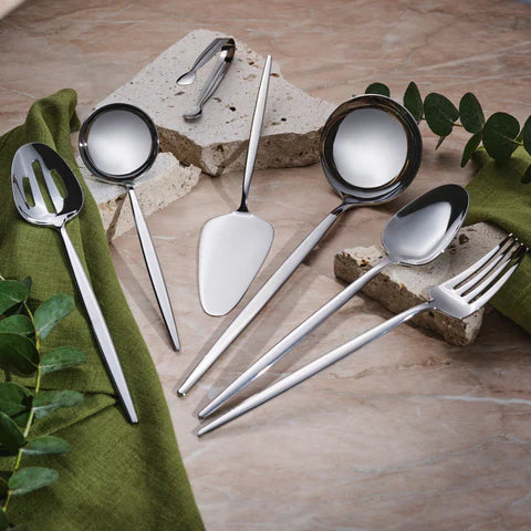 Karaca Moongate 7-delige Serveerset – Zilver – 18/10 RVS – Compleet Serviesbestek – Vaatwasserbestendig – Modern Design