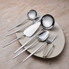 Karaca Moongate 7-delige Serveerset – Zilver – 18/10 RVS – Compleet Serviesbestek – Vaatwasserbestendig – Modern Design
