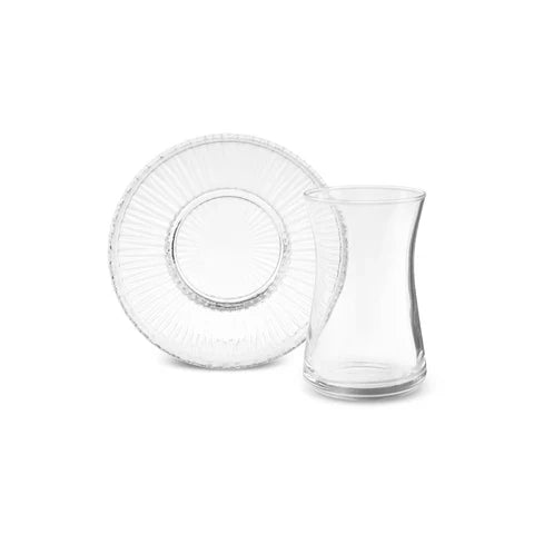 Karaca Lily Glazen Schotels – 12 cm – Transparant – 6 Delig – Theeschotels van Glas voor Turkse Thee & Koffie