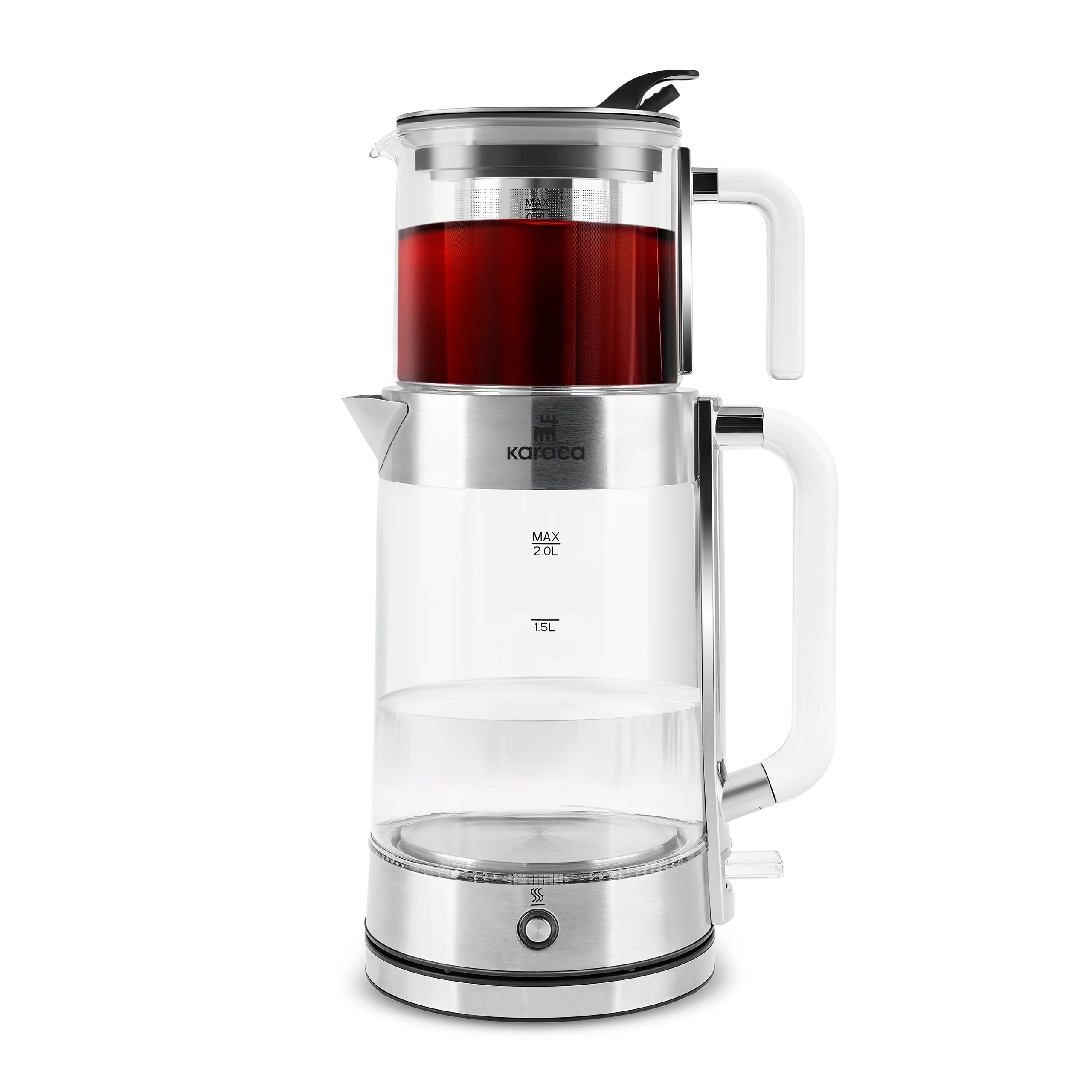Karaca Luma Glazen Theemachine – 2.8L – Elektrische Theemaker met Glazen Theepot en Waterkoker – Modern Design