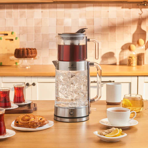 Karaca Luma Glazen Theemachine – 2.8L – Elektrische Theemaker met Glazen Theepot en Waterkoker – Modern Design