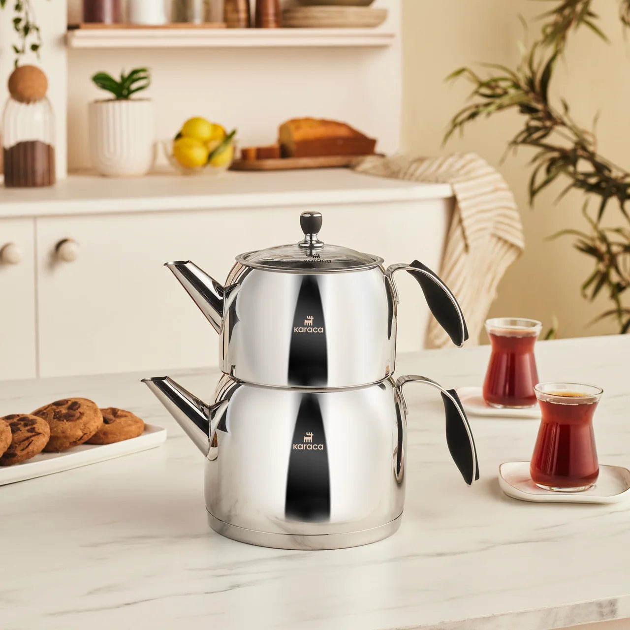 Karaca Stelly XL –RVS Theepot  – Roestvrij Staal (RVS) – Inox - 1 + 2 Liter