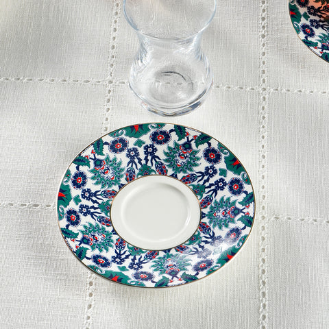 Karaca Edirne - 12-delige Turkse Theeset voor 6 Personen – 130 ml – New Bone Schotels – Multicolor – Traditioneel Design – Vaatwasserbestendig