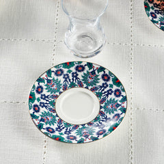 Karaca Edirne - 12-delige Turkse Theeset voor 6 Personen – 130 ml – New Bone Schotels – Multicolor – Traditioneel Design – Vaatwasserbestendig