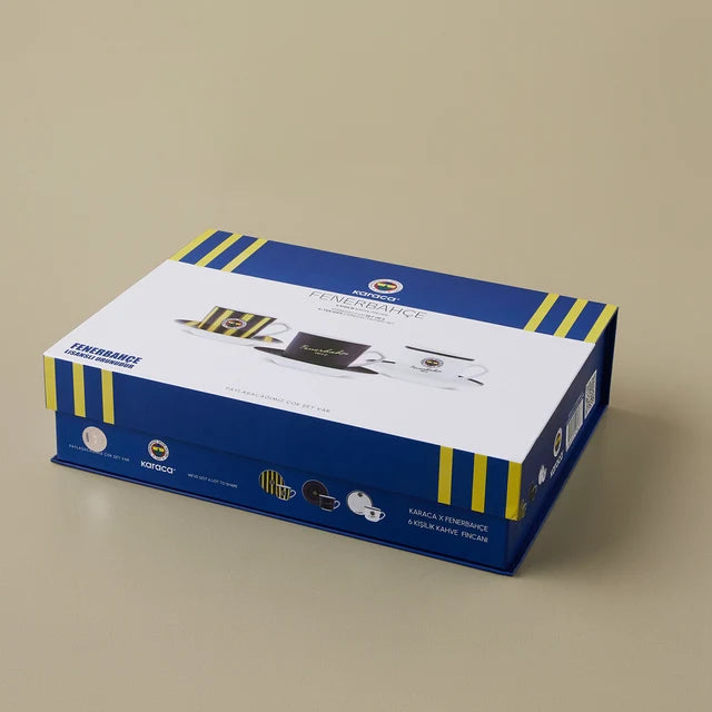 Karaca x Fenerbahce - Turkse Koffiekopjesset – 12-Delig – 6 Personen – 80 ml – Porselein – Officieel Gelicentieerde FB Collectie