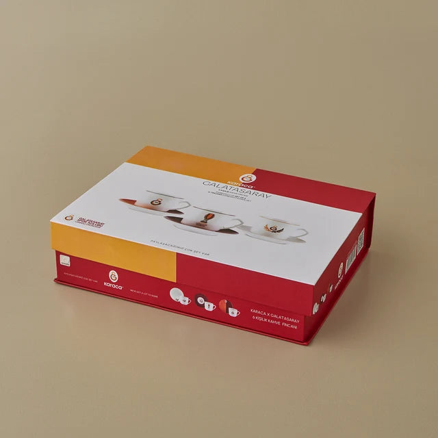 Karaca x Galatasaray - Turkse Koffiekoppenset – 12-Delig – 6 Personen – 80 ml – Porselein – Officieel Gelicentieerd