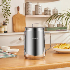 Karaca Minifry - RVS Frituurpan met Zeef 2 Liter – 18/10 Roestvrij Staal – Oliefilter – Zilver