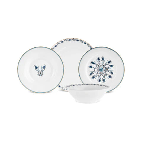Karaca Forever Iznik - 24-delige New Bone Serviesset – 6 Personen – Multicolor - Luxe Dinerset