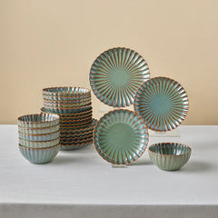 Karaca Cora Reactive - Serviesset 24 Delig – 6 Personen – Stoneware – Reactive Glaze – Dinerset met Kommen