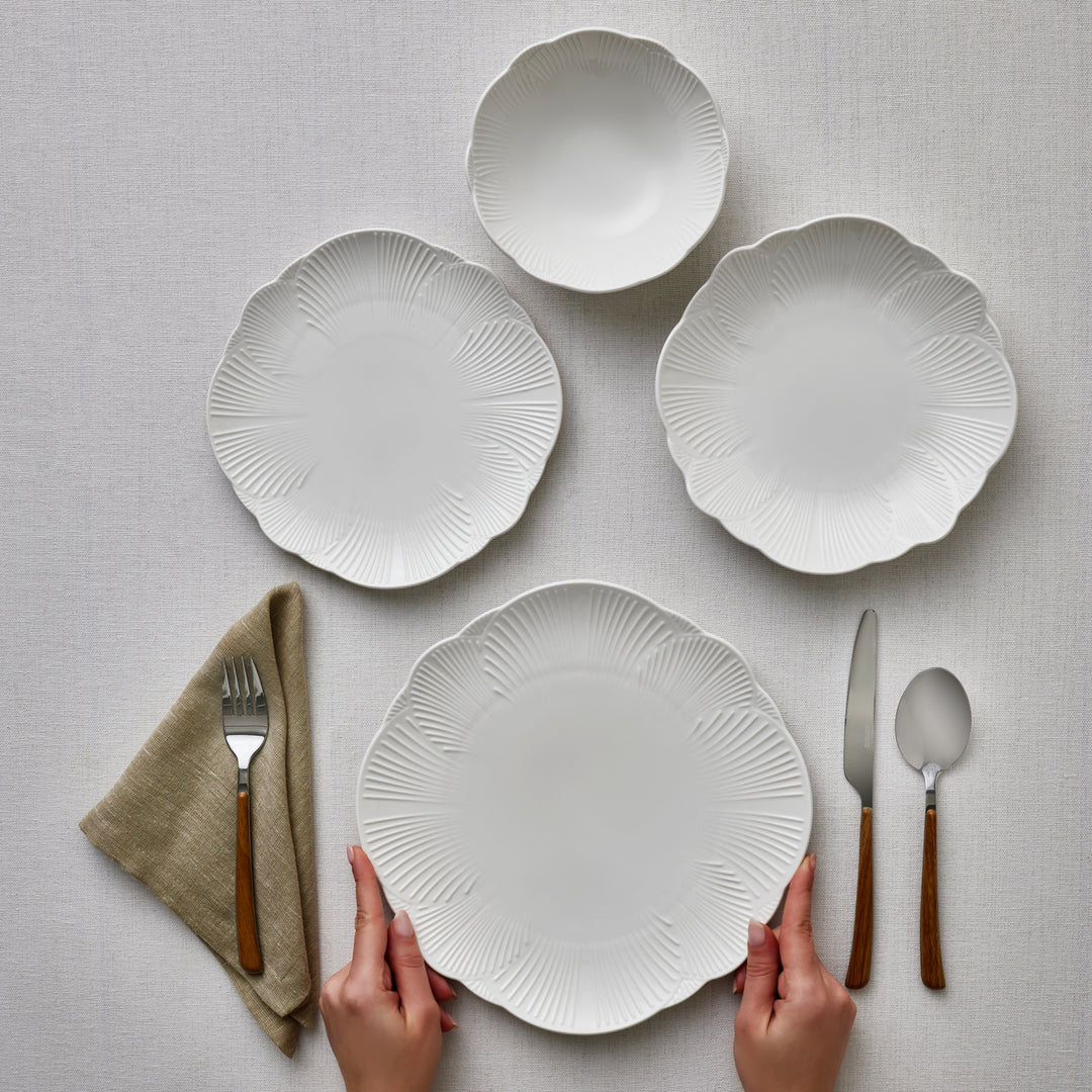 Karaca Bloom - 24-Delige New Bone Serviesset – 6 Personen – Wit – Luxe Servies