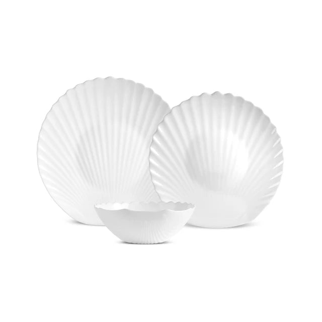 Karaca White Shell - Serviesset / Dinerset 18-delig – 6 Personen – Opal Glass – Wit