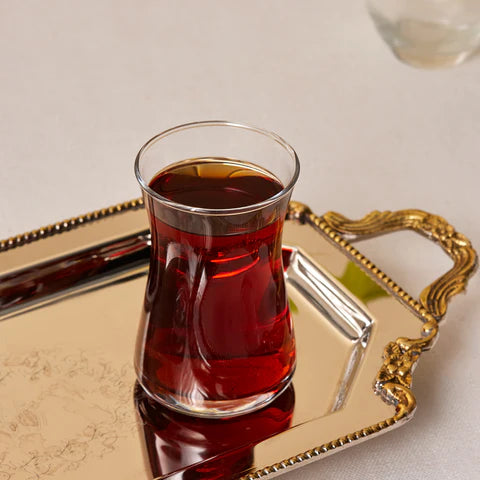 Karaca Heybeli Theeglazenset – 6 Delig – 170 ml – Transparante Turkse Theeglazen – Glazenset voor Thee & Warme Dranken