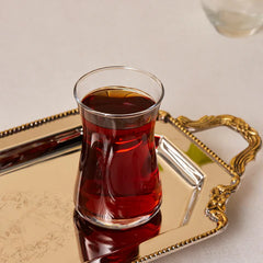 Karaca Heybeli Theeglazenset – 6 Delig – 170 ml – Transparante Turkse Theeglazen – Glazenset voor Thee & Warme Dranken