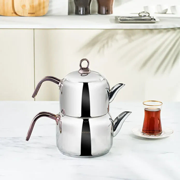 Karaca Manes - RVS Theepot - met Rosegouden Handvatten - 1200 ml