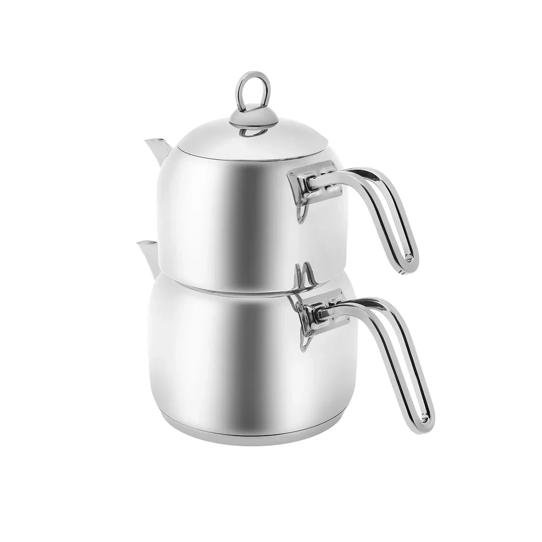 Karaca Urban Midi Theepotset RVS – 1350 ml / 1950 ml – Inductie Geschikt – Metaal kleurig – Roestvrij Staal