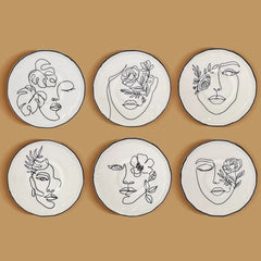 Karaca Face - Gebaksbordjes – Set van 6 – 21 cm – Stoneware – Wit – Dessertborden