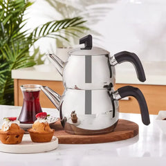 Karaca Belinay - Theepot RVS – 2.6 Liter – Inductie Geschikt – Zilver/Zwart – Vaatwasserbestendig
