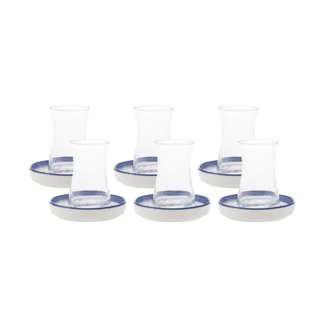 Karaca Zeher Blauw - 12-delig theeservies - 6-Persoons - 160 ml