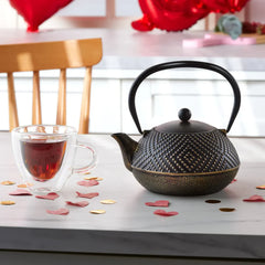 Karaca Dark Gold - Gietijzeren Theepot - 900 ml - Inductie Geschikt - Zwart/Goud - Cast Iron Theepot