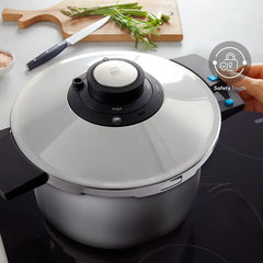 Karaca Quick and Safe Snelkookpannenset 4 + 6 Liter – RVS Snelkookpan Set met Veiligheidssysteem – Geschikt voor Inductie. Gas en Elektrisch – 2 Delige Pressure Cooker Set