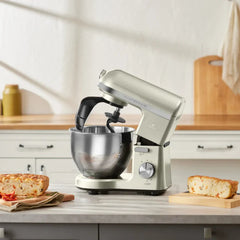 Karaca Mastermaid Chef Pro Dubbelarmige Keukenchef 1500W Zachte Room. Glanzende Room. 1500W. 5 L Mixer. Keukenmachine. Snelheidsinstelling. Deeghaak. Kloppen. Kneden en mengen