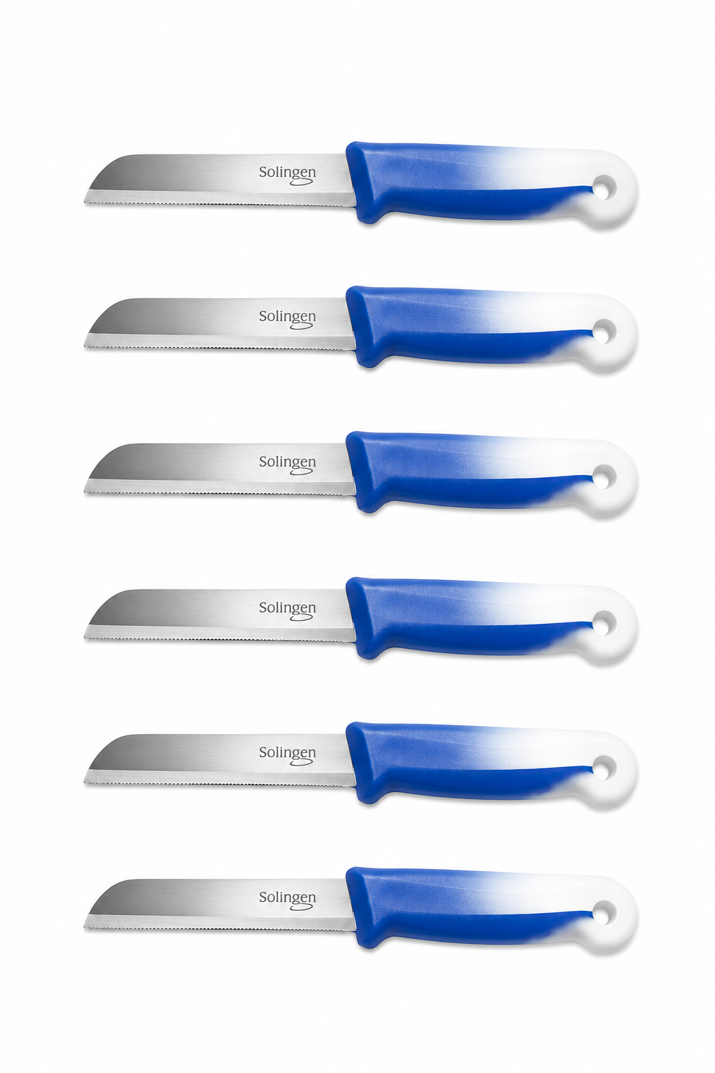 Solingen - Gekarteld Groentemes Set – Blauw - 6-delig – RVS – Made in Germany